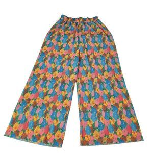Zara Pants Womens Medium‎ Floral Wide-Leg Palazzo Bloggers Fave Boho High-Rise